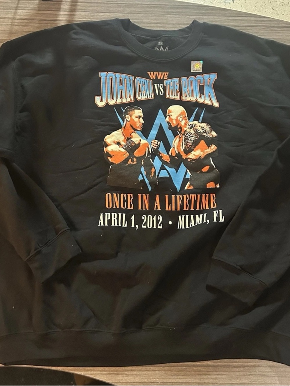 WWE Black Graphic 'John Cena vs The Rock' Once In A Lifetime VINTAGE CREW